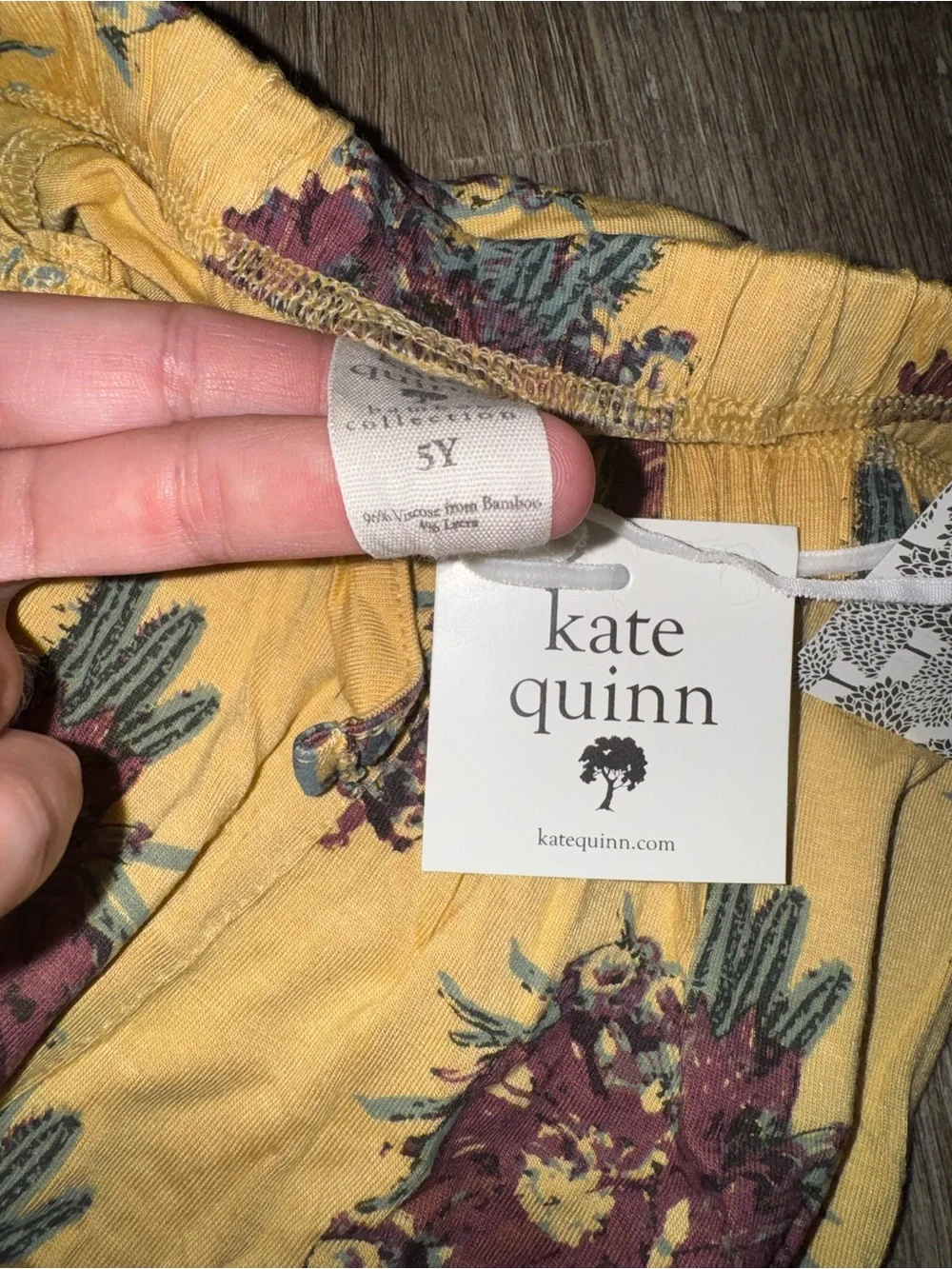🌵💛 Kate Quinn Grape Cactus Flower Bamboo Leggings – Size 5Y | NWT 💛🌵